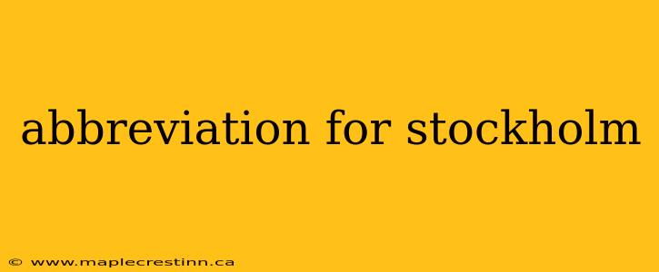 abbreviation for stockholm
