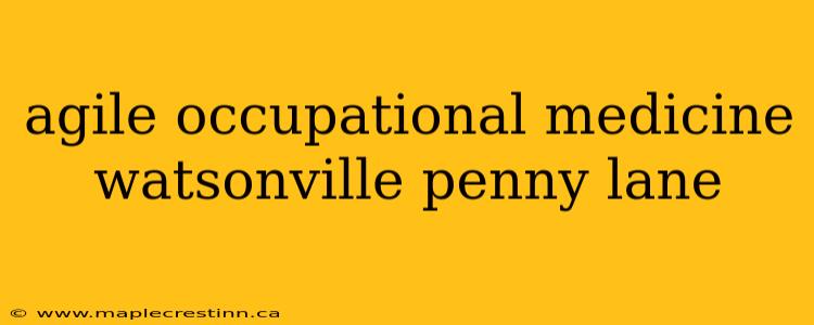 agile occupational medicine watsonville penny lane