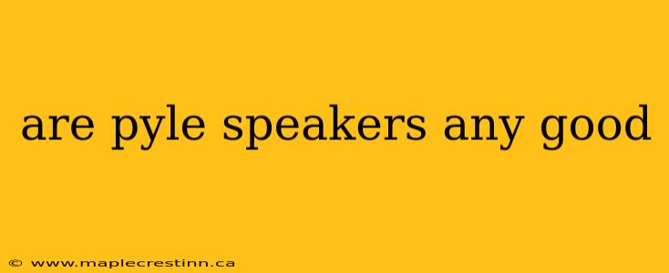 are pyle speakers any good