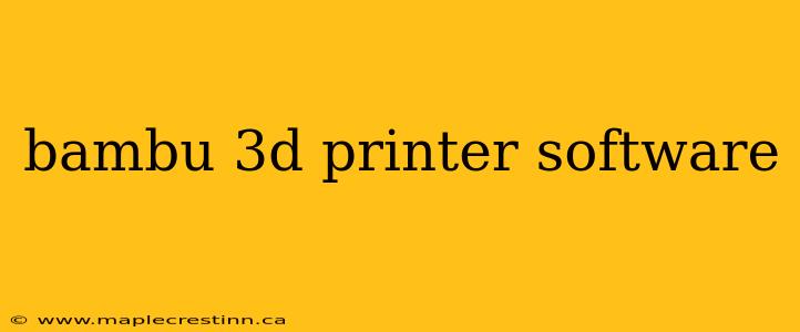 bambu 3d printer software