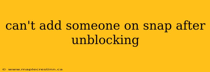 can't add someone on snap after unblocking