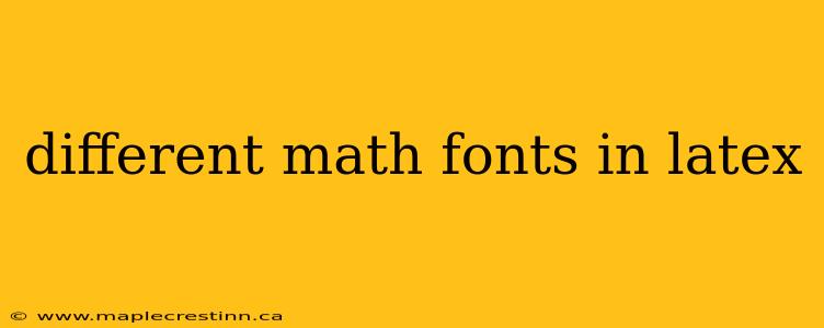 different math fonts in latex