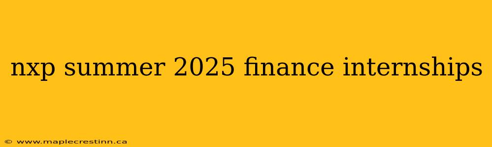 nxp summer 2025 finance internships