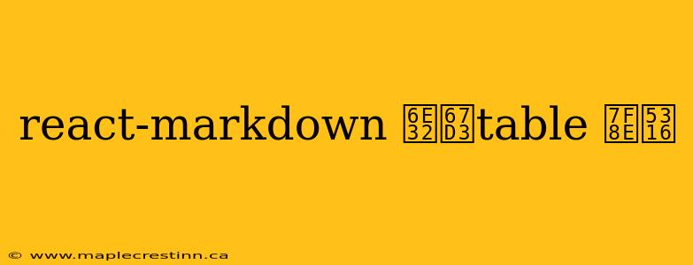 react-markdown 渲染table 美化