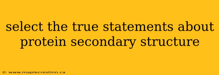 select the true statements about protein secondary structure