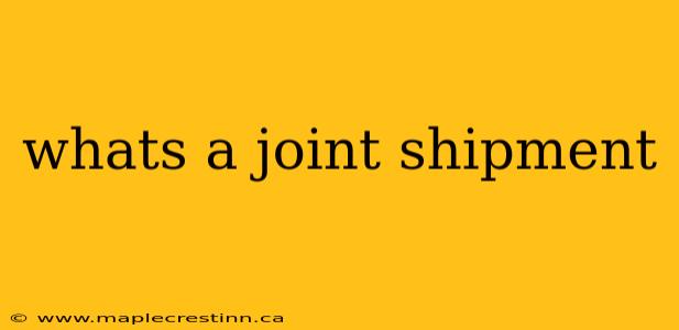 whats a joint shipment
