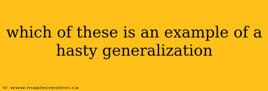 which of these is an example of a hasty generalization