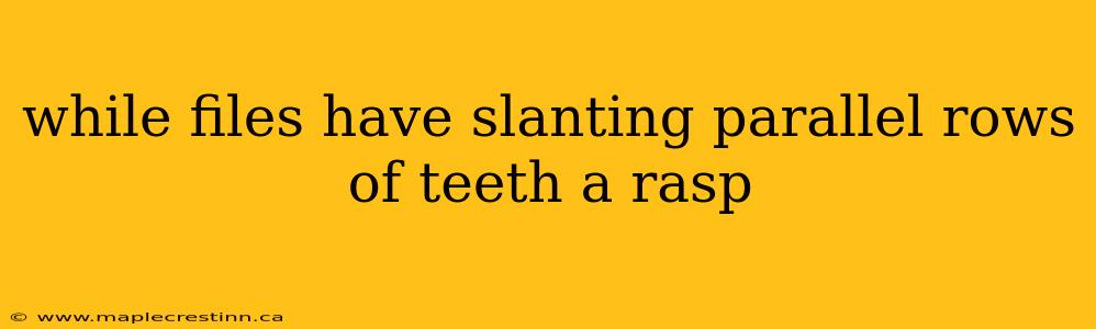 while files have slanting parallel rows of teeth a rasp